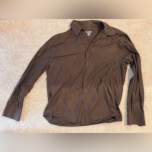 H&M brown striped button down